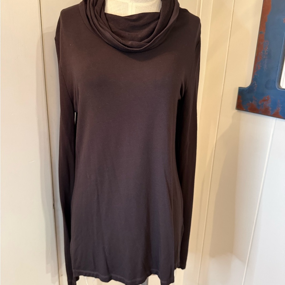 CAbi Chocolate Brown Cowl Neck Long Sleeve Top Sz M